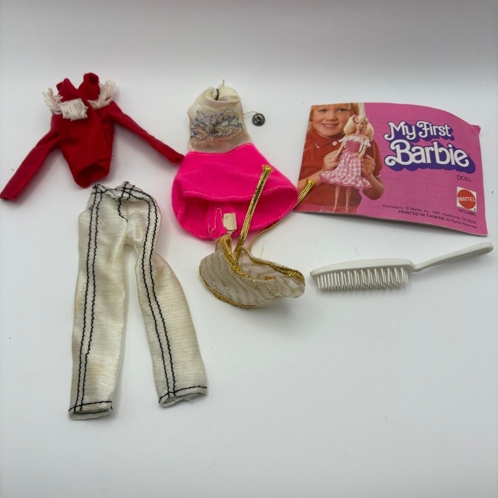 Vintage Mattel Barbie Clothes Accessory Lot 1982 My First Barbie Red Top Pants